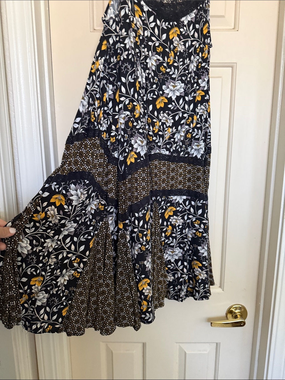 Torrid Black Floral Midi Dress with Yellow Accents - Picture 6 of 6